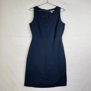 Garnet Hill Split Neck Sleeveless Shift Dress